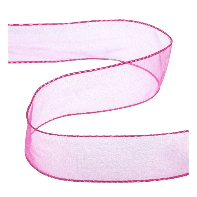 Hot Pink Wire Edge Organza Ribbon 63mm x 3m image number 1