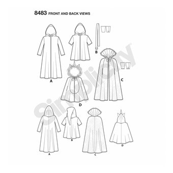 Simplicity Child’s Cape Costumes Sewing Pattern 8483