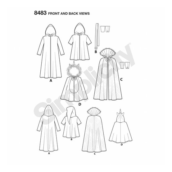 Simplicity Child&rsquo;s Cape Costumes Sewing Pattern 8483 image number 2