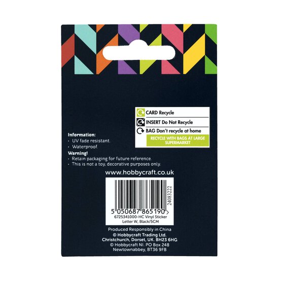 Black and Gold Vinyl Letter W Sticker 5cm image number 6