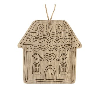 Hanging Wooden House Decoration 10cm