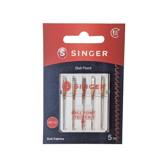 Singer Ballpoint Machine Needles Size 80 5 Pack image number 1