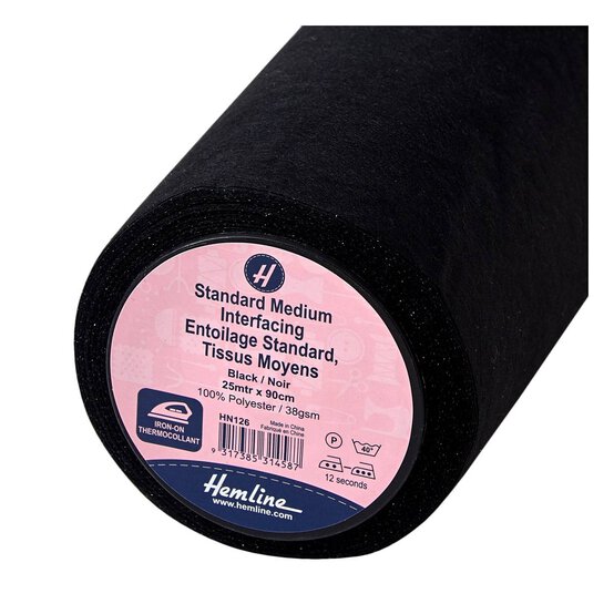 Hemline Black Standard Medium Interfacing 90cm x 25m image number 1