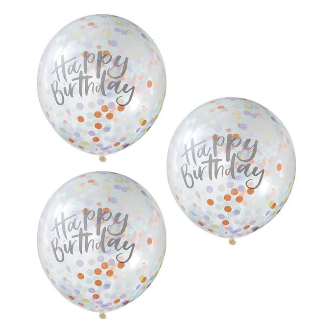 Ginger Ray Pastel Birthday Confetti Balloons 5 Pack image number 1