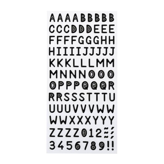 Matt Black Puffy Alphabet Stickers