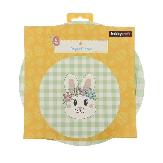 Easter Bunny Gingham Paper Plates 6 Pack  image number 4