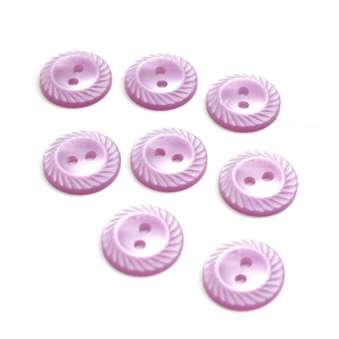 Hemline Lilac Spiral Edge Buttons 16.25mm 8 Pack image number 1