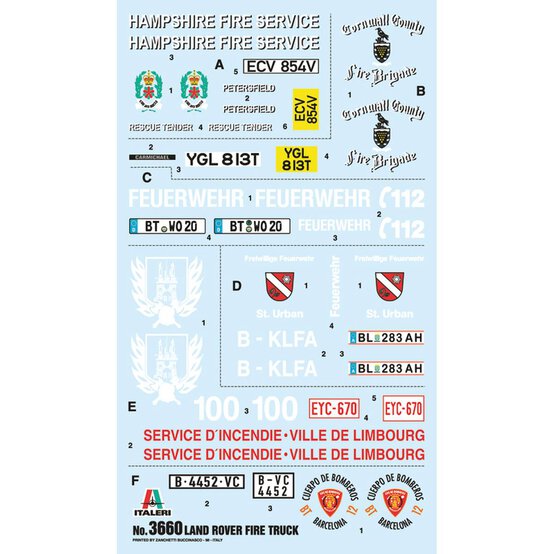 Italeri Land Rover Fire Truck Model Kit 3660 image number 4