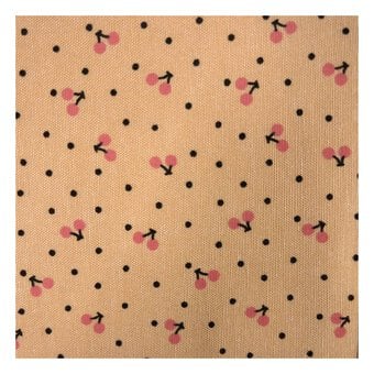 Apricot Cherries Polycotton Print Fabric by the Metre