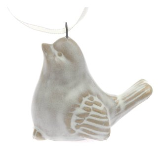 Hanging Beige Ceramic Bird Decoration 6cm