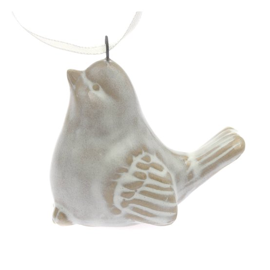 Hanging Beige Ceramic Bird Decoration 6cm image number 2