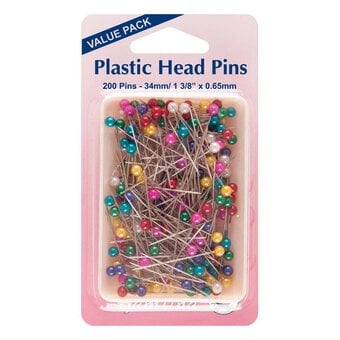 Hemline Plastic Head Pins 200 Pack
