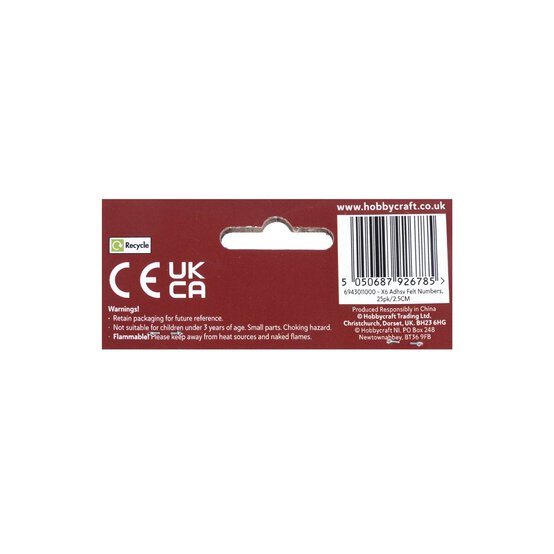 Red Adhesive Felt Advent Numbers 25 Pack image number 5