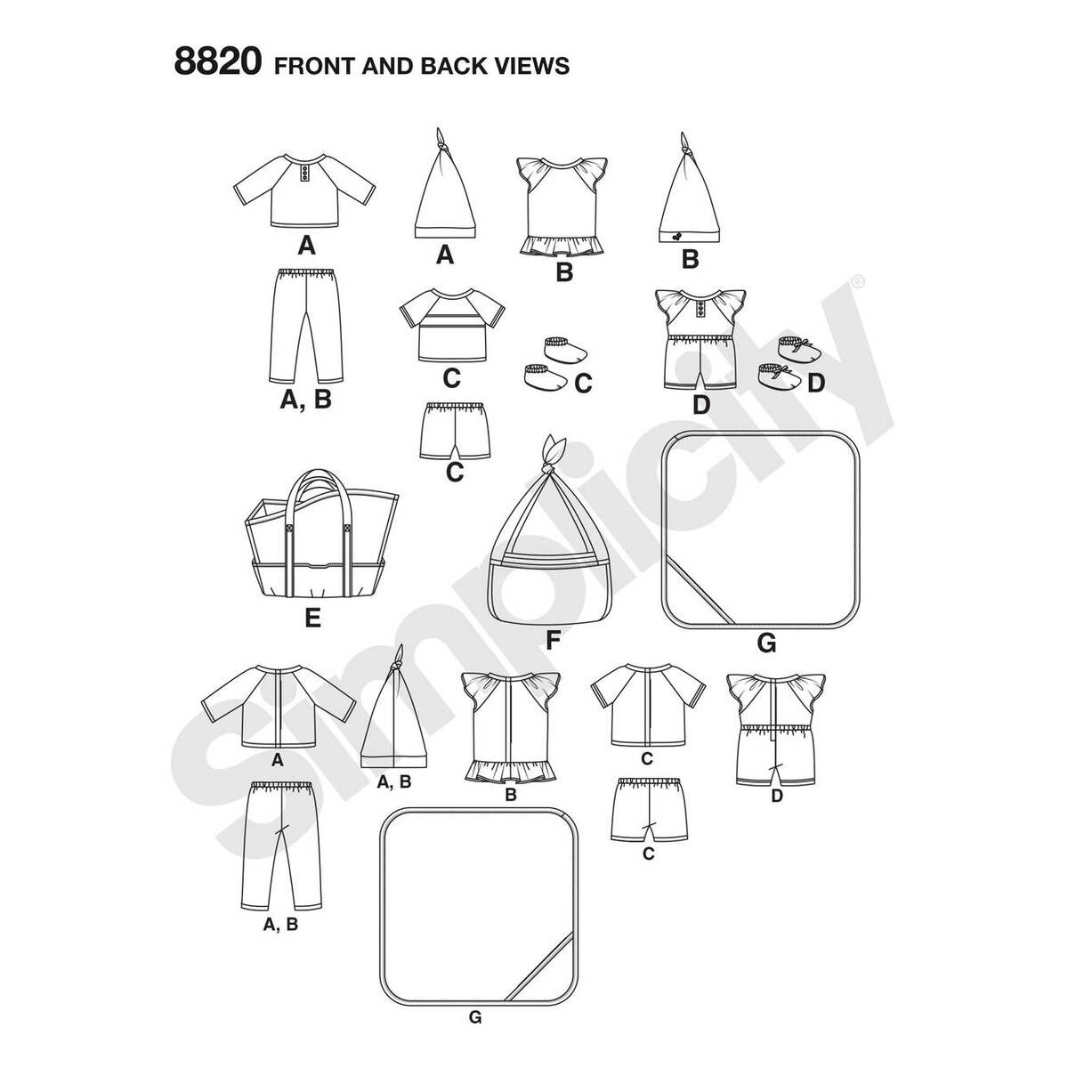 Simplicity Baby Doll Clothes Sewing Pattern 8820 Hobbycraft