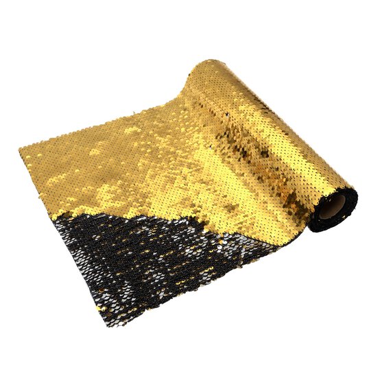Gold and Silver Sequin Fabric Roll 28cm x 2m  image number 1