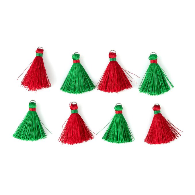 Green and Red Tassels 8 Pack Hobbycraft