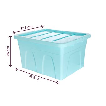 Whitefurze 32 Litre Pastel Blue Stack and Store Storage Box image number 3