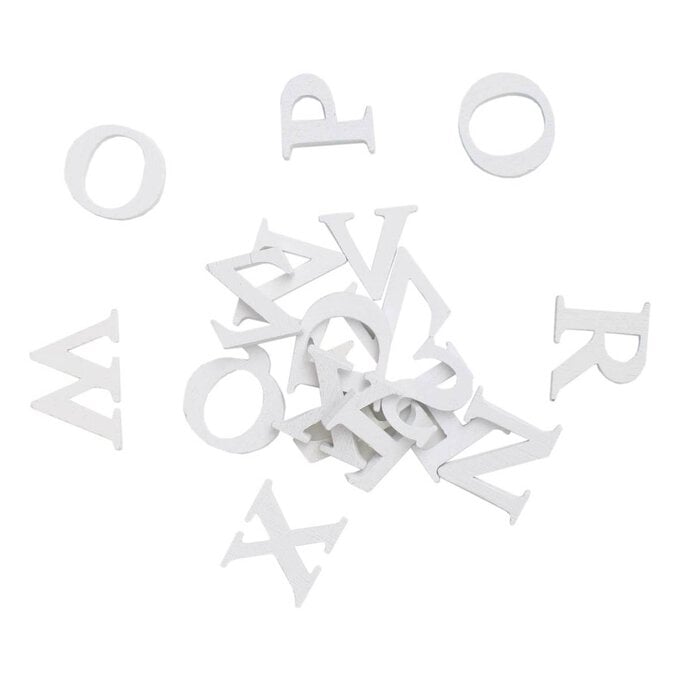 White 3D Wooden Letters 52 Pieces image number 1