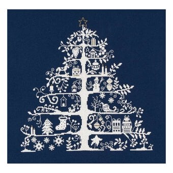Blue Christmas Tree Cross Stitch Kit 30cm x 30cm
