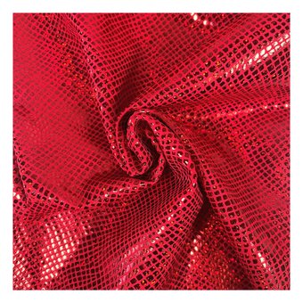 Red Anaconda Holo Foil Poly Spandex Fabric by the Metre