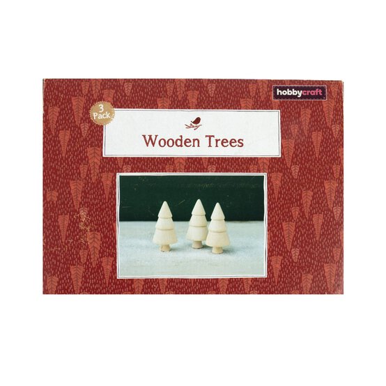 Wooden Christmas Trees 9.5cm 3 Pack  image number 4