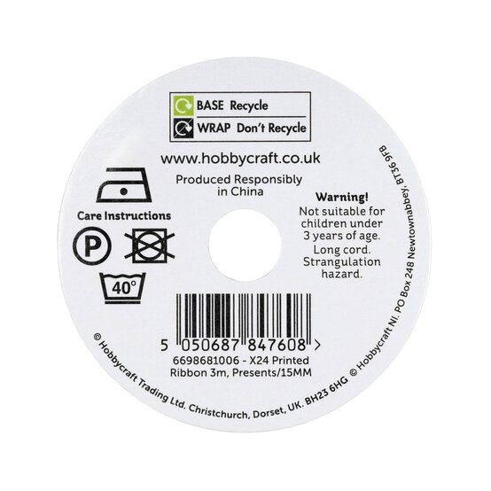 Christmas Present Printed Ribbon 15mm x 3m image number 6