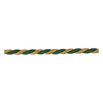 Green and Gold 6mm Cord Trim by the Metre