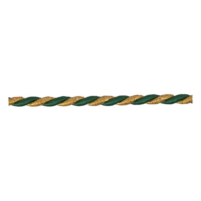 Green and Gold 6mm Cord Trim by the Metre image number 1