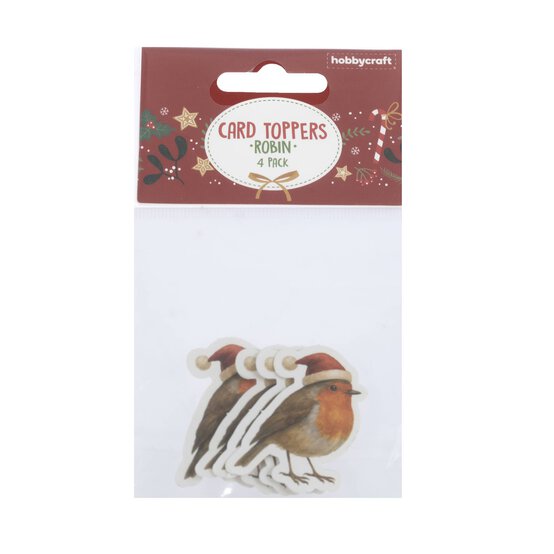 Christmas Robin Card Toppers 4 Pack image number 4