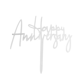 Whisk Silver Acrylic Happy Anniversary Cake Topper