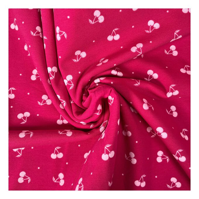 Cherries Cotton Spandex Jersey Fabric by the Metre image number 1