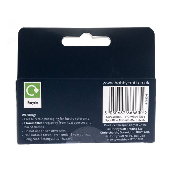 Blue Abstract Washi Tape 5m 5 Pack image number 6