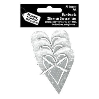 Express Yourself Silver Heart Card Toppers 3 Pieces