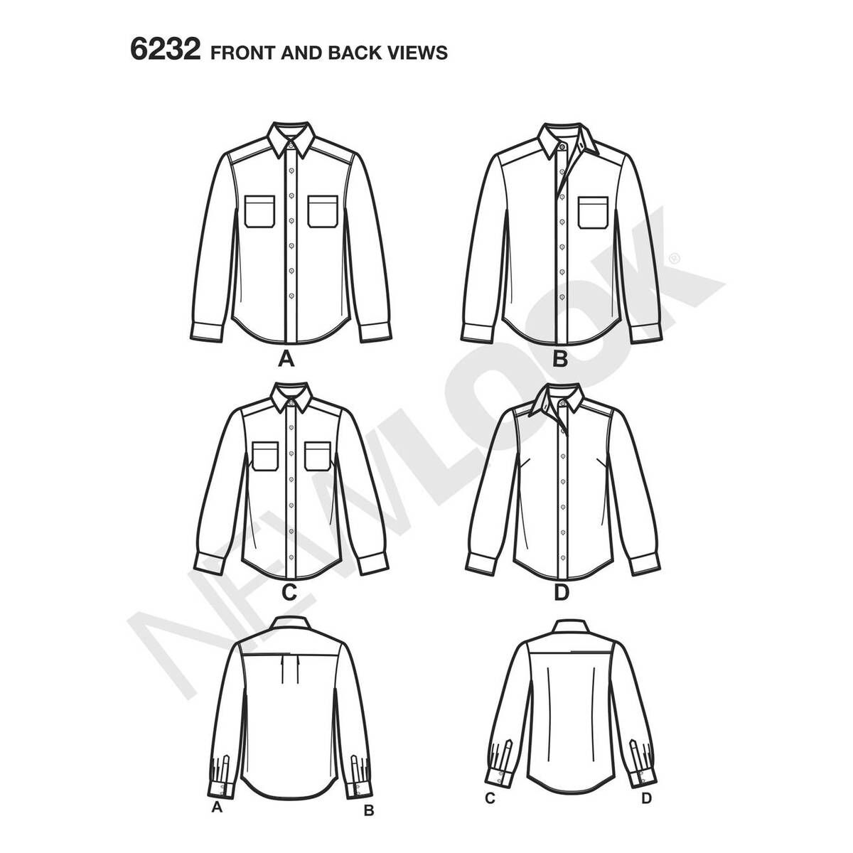 New Look Women and Men's Shirt Sewing Pattern 6232 | Hobbycraft