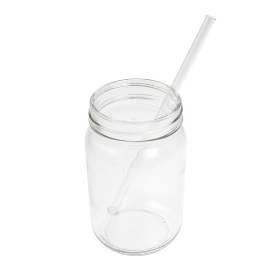 Purple Glass Drinking Jar with a Straw image number 3