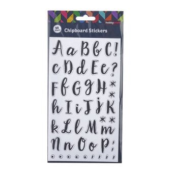 Black Brush Lettering Alphabet Chipboard Stickers 98 Pieces image number 3