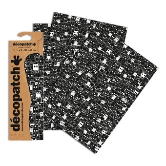 Decopatch Black and White Cats Paper 3 Sheets