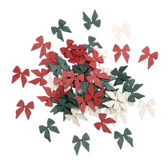 Red, White and Green Wooden Bows 72 Pack