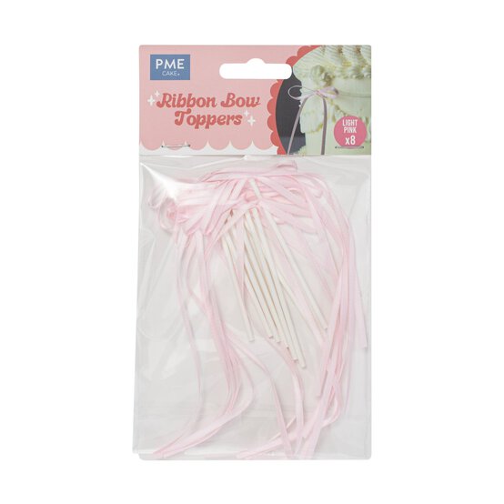 PME Pink Ribbon Bow Toppers 8 Pack image number 1