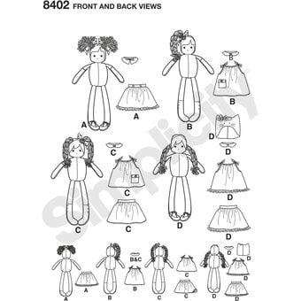 Simplicity Rag Dolls and Clothing Sewing Pattern 8402