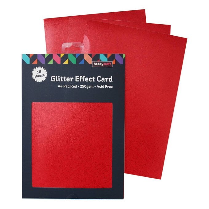 Red Glitter Effect Card A4 16 Sheets