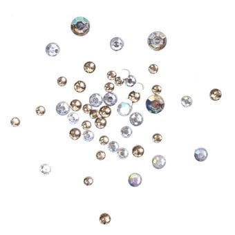 Gold and Clear Assorted Round Gems 90g