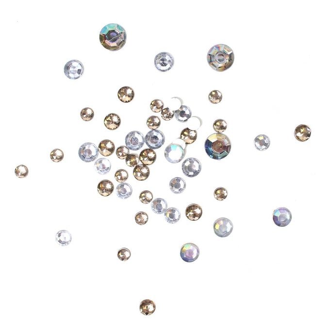 Gold and Clear Assorted Round Gems 90g image number 1