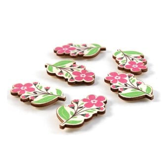 Pink Flower Wooden Toppers 6 Pack image number 2