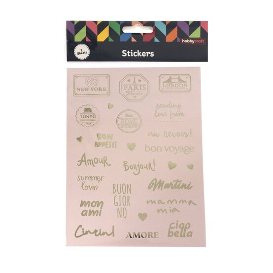 Pink and Gold Travel Sentiment Foiled Stickers 2 Sheets image number 4