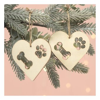Hanging Wooden Bone and Paw Decorations 5 Pack