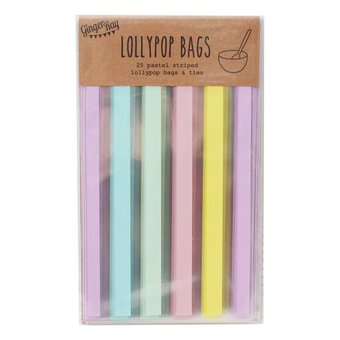 Ginger Ray Pastel Multi Stripe Lollipop Bags and Ties 25 Pack