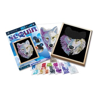 Kitfix Snow Wolf Sequin Art Blue Premium Kit