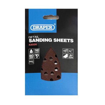 Draper 80 Grit Detail Sanding Sheets 140mm 10 Pack 