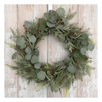 Red Bead and Pinecone Wreath 60cm
